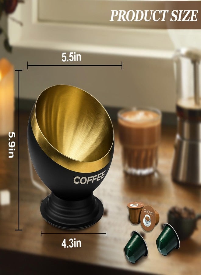 Fakindiy Coffee Pod Holder, Black & Gold Metal Coffee Pod Storage, Capsule Container Bowl, Coffee Pod Organizer for Kitchen Counter and Office Desktop (Black+Gold) - Image 2